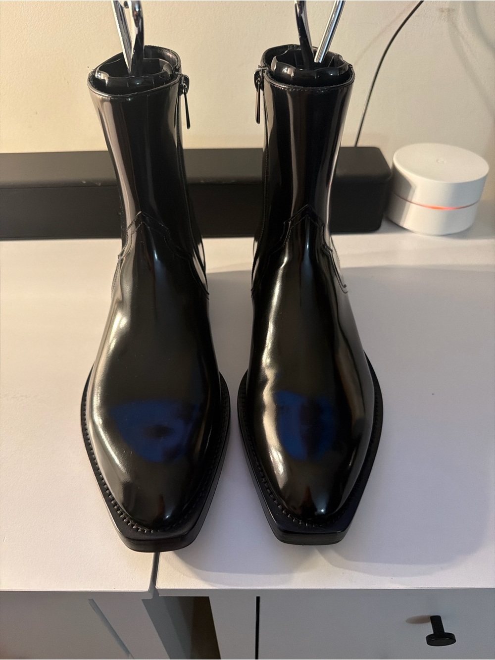 Men's Black Stuart Weitzman patent Leather Boots sz 7 men